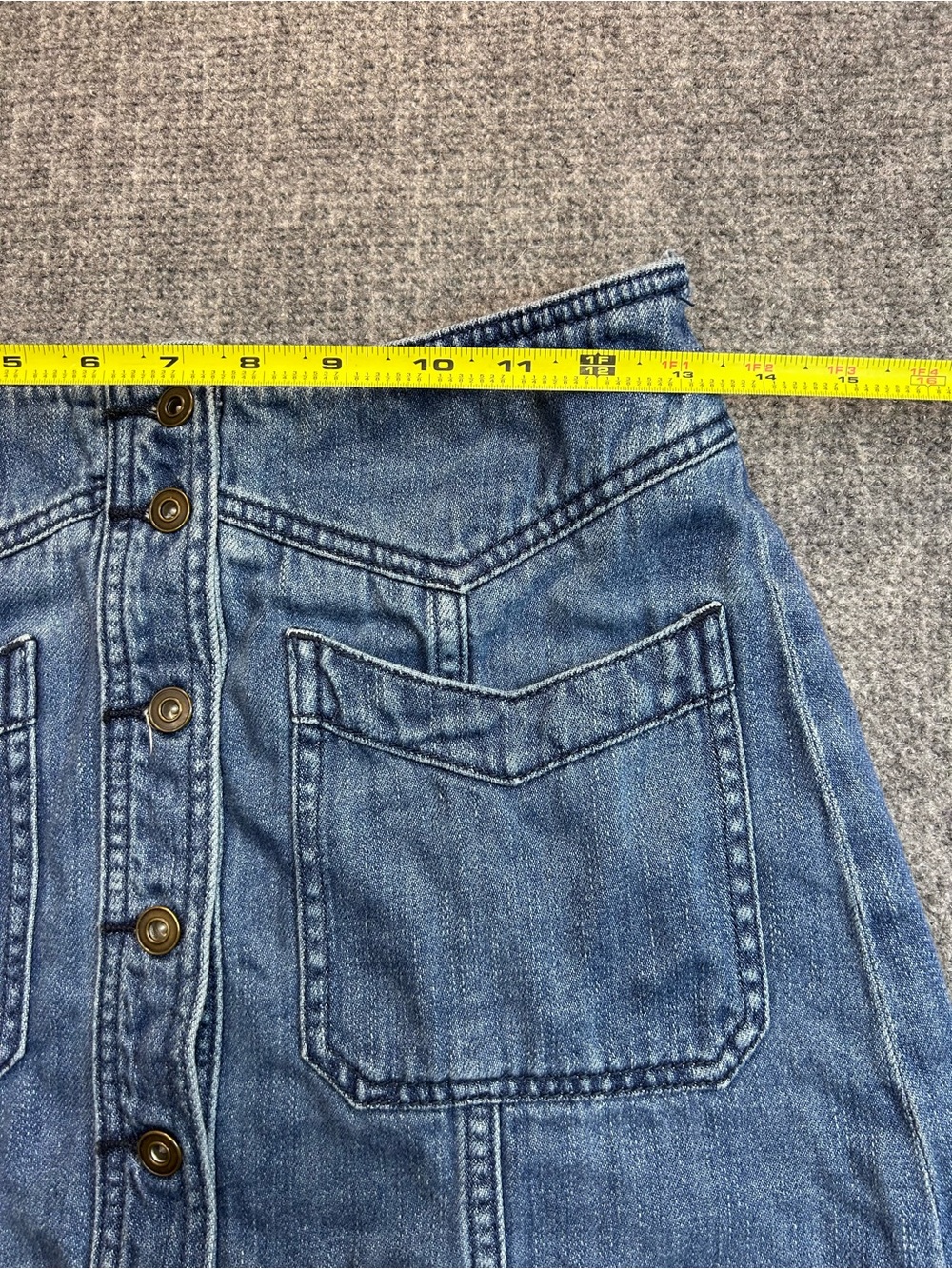 Free People Blue Button-Front Denim Mini Skirt - Picture 3 of 6